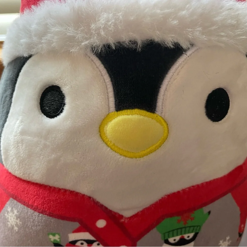 Squishmallows Luna Penguin with Santa hat & wearing pajamas
